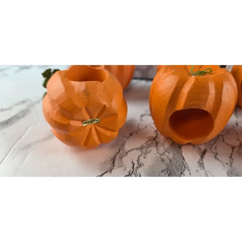 Pumpkin Shape Napkin Holders Set Of‎ 6 Orange Green Pumpkin Patch Fall Halloween